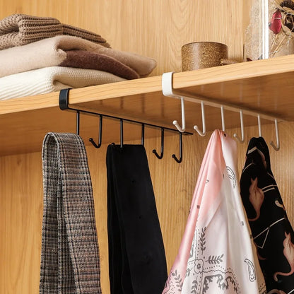 Kitchen Organizer Racks Organizers 6 Hooks Kitchenware Cup Towel Hanging Holder Cabinet Door Shelf Storage Racks