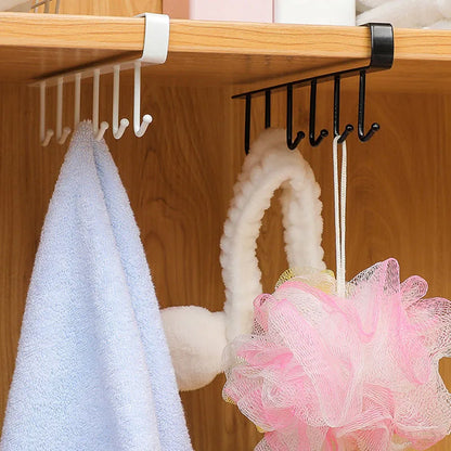Kitchen Organizer Racks Organizers 6 Hooks Kitchenware Cup Towel Hanging Holder Cabinet Door Shelf Storage Racks