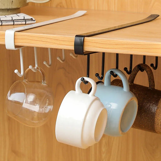 Kitchen Organizer Racks Organizers 6 Hooks Kitchenware Cup Towel Hanging Holder Cabinet Door Shelf Storage Racks