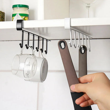 Kitchen Organizer Racks Organizers 6 Hooks Kitchenware Cup Towel Hanging Holder Cabinet Door Shelf Storage Racks