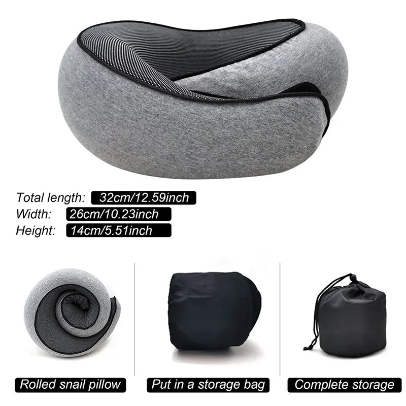 U-Shaped Memory Foam Travel Pillow – Snail Style